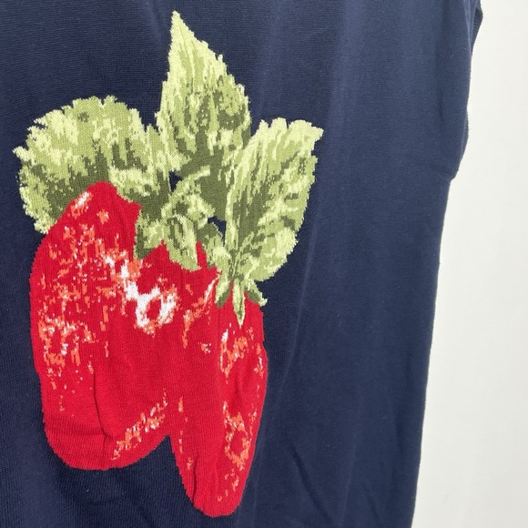 Talbots Strawberry Sweater Knit Top Womens Size M Preppy Fruit Spring Heritage - Picture 2 of 6